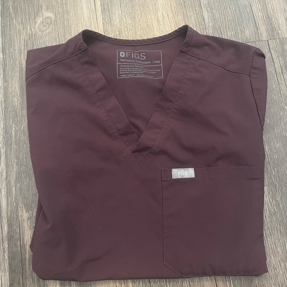 Figs dark brown Catarina XXS scrub top